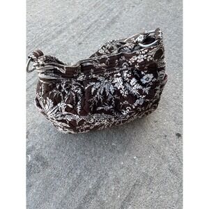 Vera Bradley Brown Floral Quilted Cotton Shoulder Bag Purse